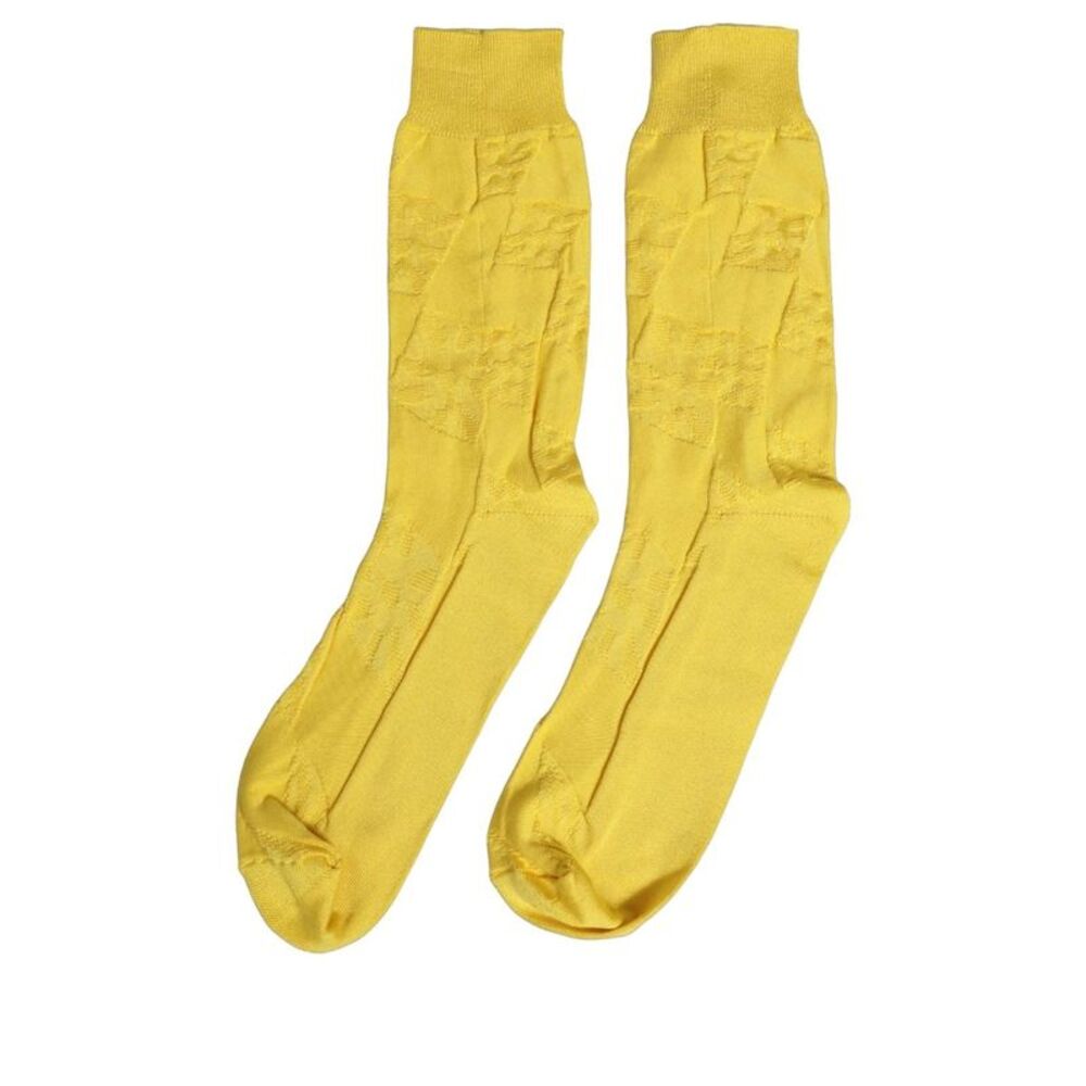 Dolce & Gabbana Men Yellow 100% Silk Mid Calf Accessory Men's Socks